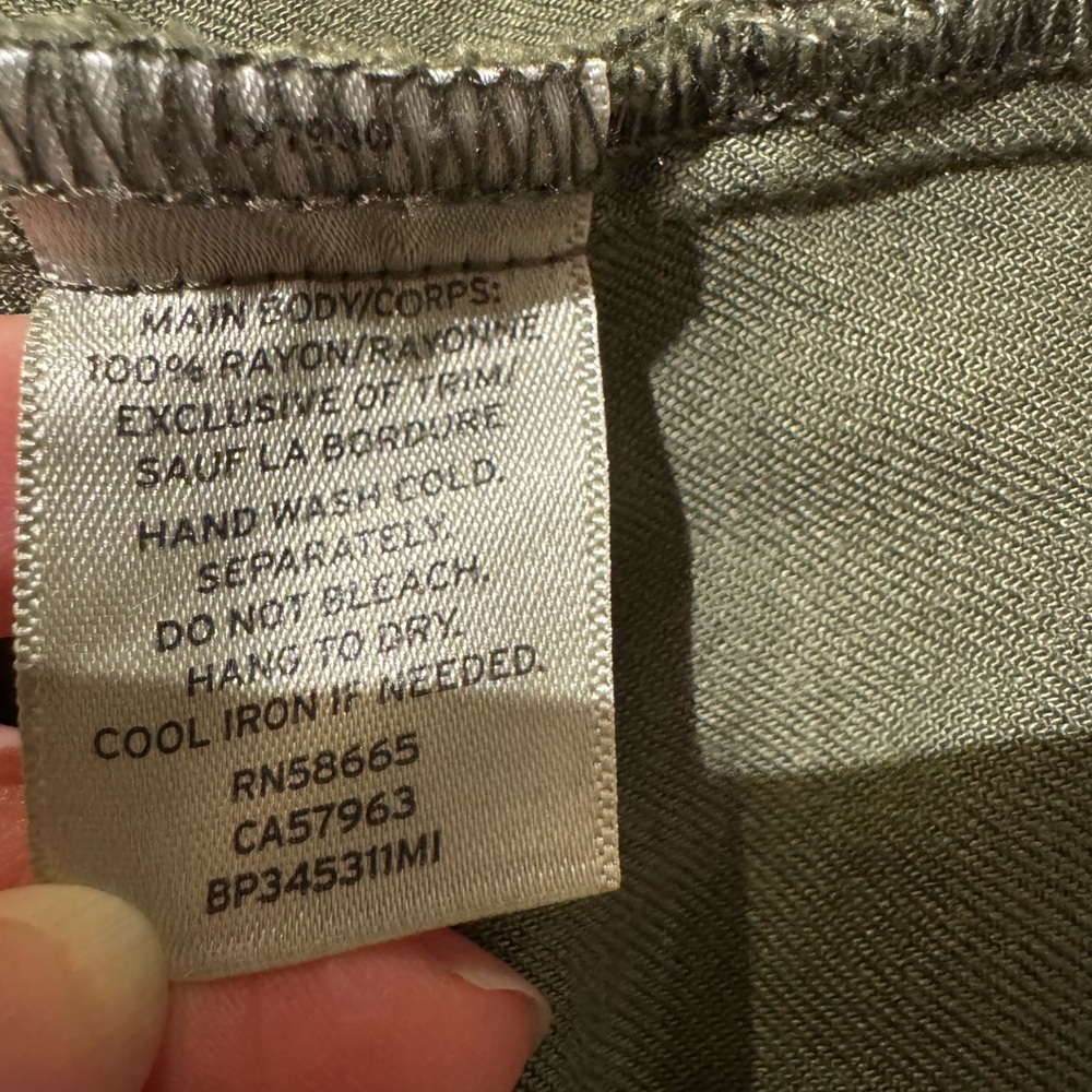 BP. Nordstrom Olive Utility Shirt cropped XXS Rayon Button Front - Picture 8 of 10